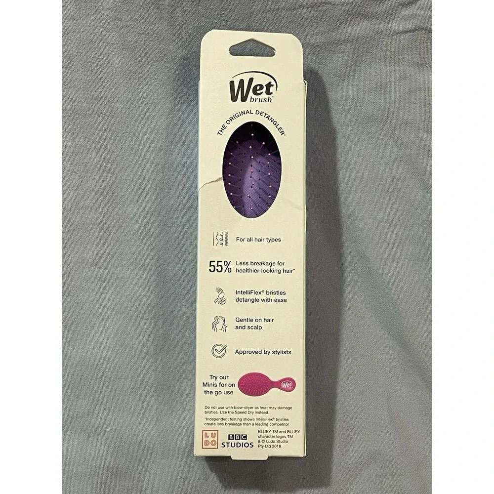NEW Midi Detangler Hair Brush - Wet Brush x Bluey - Purple w/ Bluey & Bingo